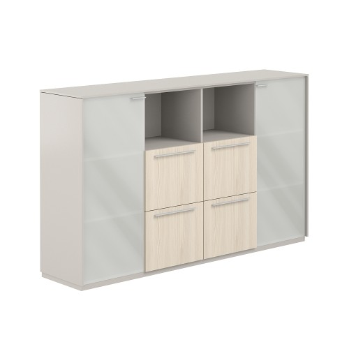 Шкаф средний с матовым стеклом 4 ящика Atlas