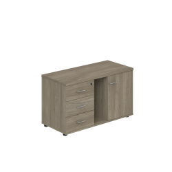 Тумба опорная (мобильная) с 3-мя ящиками + замок, распашным фасадом и нишей левая 100 Wing