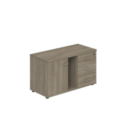 Тумба опорная (мобильная) с 3-мя ящиками + замок, распашным фасадом и нишей правая 100 Wing