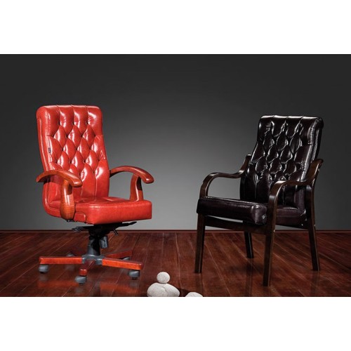 Конференц стул для посетителя Боттичелли DB-13LB: кресло в натуральной коже