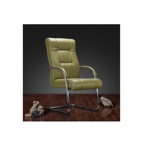 Конференц стул для посетителя Дали DB-700LM хром: кресло в натуральной коже