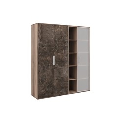 Шкаф высокий 3 створки с нишей (стекло) B-Tone
