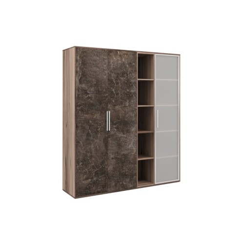 Шкаф высокий 3 створки с нишей (стекло) B-Tone