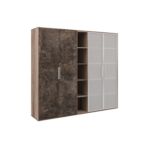 Шкаф высокий 4 створки с нишей (стекло) B-Tone