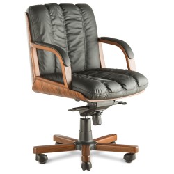 Кресло руководителя Бонн D80 низкая спинка (деревянная крестовина)