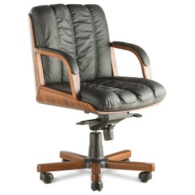 Кресло руководителя Бонн D80 низкая спинка (деревянная крестовина)