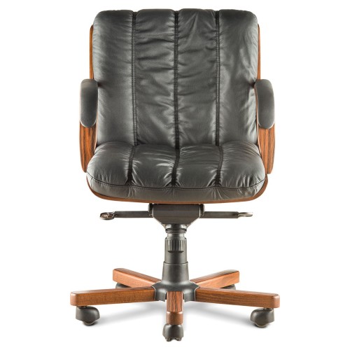 Кресло руководителя Бонн D80 низкая спинка (деревянная крестовина)