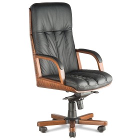 Кресло руководителя Бонн D100 высокая спинка (деревянная крестовина)