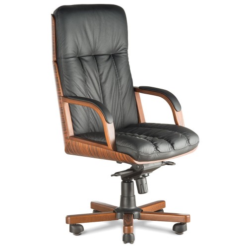 Кресло руководителя Бонн D100 высокая спинка (деревянная крестовина)