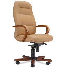 Кресло руководителя Ника D100 высокая спинка (деревянная крестовина)