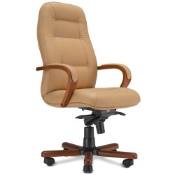 Кресло руководителя Ника D100 высокая спинка (деревянная крестовина)