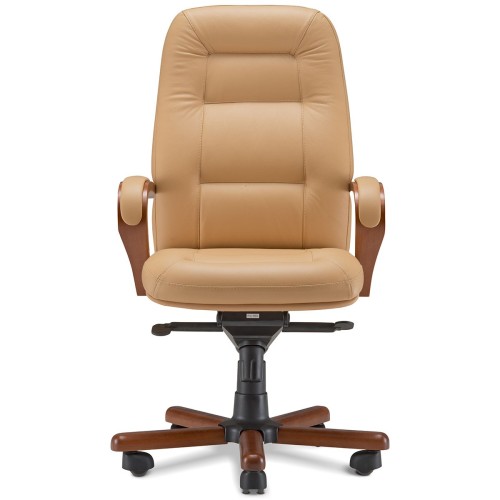 Кресло руководителя Ника D100 высокая спинка (деревянная крестовина)