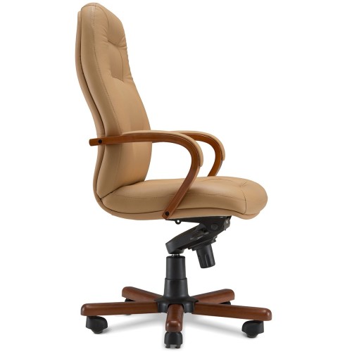 Кресло руководителя Ника D100 высокая спинка (деревянная крестовина)