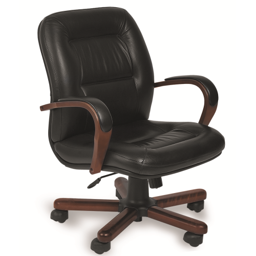 Кресло руководителя Ника D80 низкая спинка (деревянная крестовина)