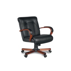 Кресло руководителя Оскар D80 низкая спинка (деревянная крестовина)