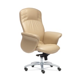 Кресло руководителя Виктория D100 высокая спинка (хромированная крестовина)