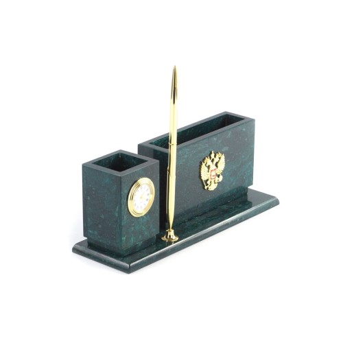 Письменный мини-набор "Герб №3" камень змеевик