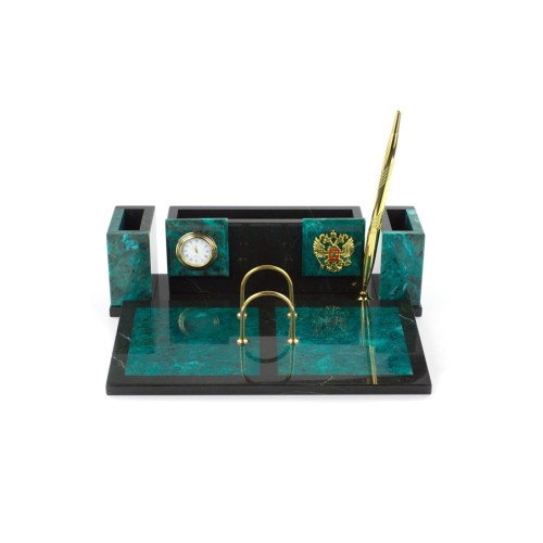 Письменный набор №2 из природного змеевика