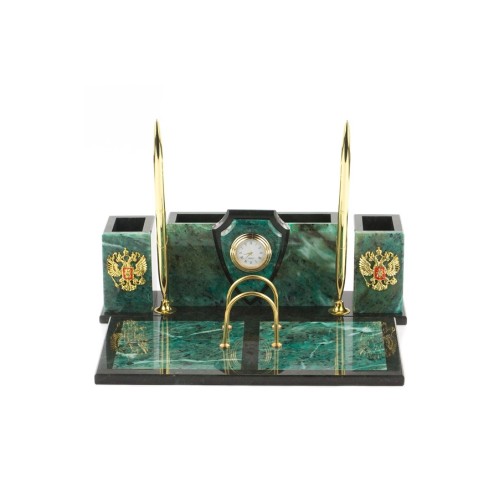 Письменный набор №1 из камня змеевик