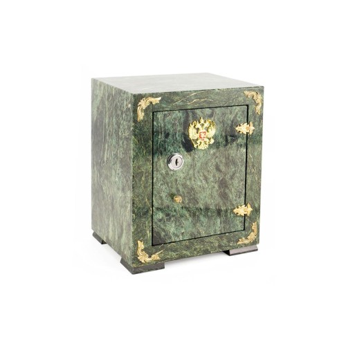 Сейф декоративный средний "Герб" из камня змеевик №4