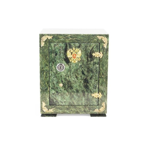 Сейф декоративный средний "Герб" из камня змеевик №4